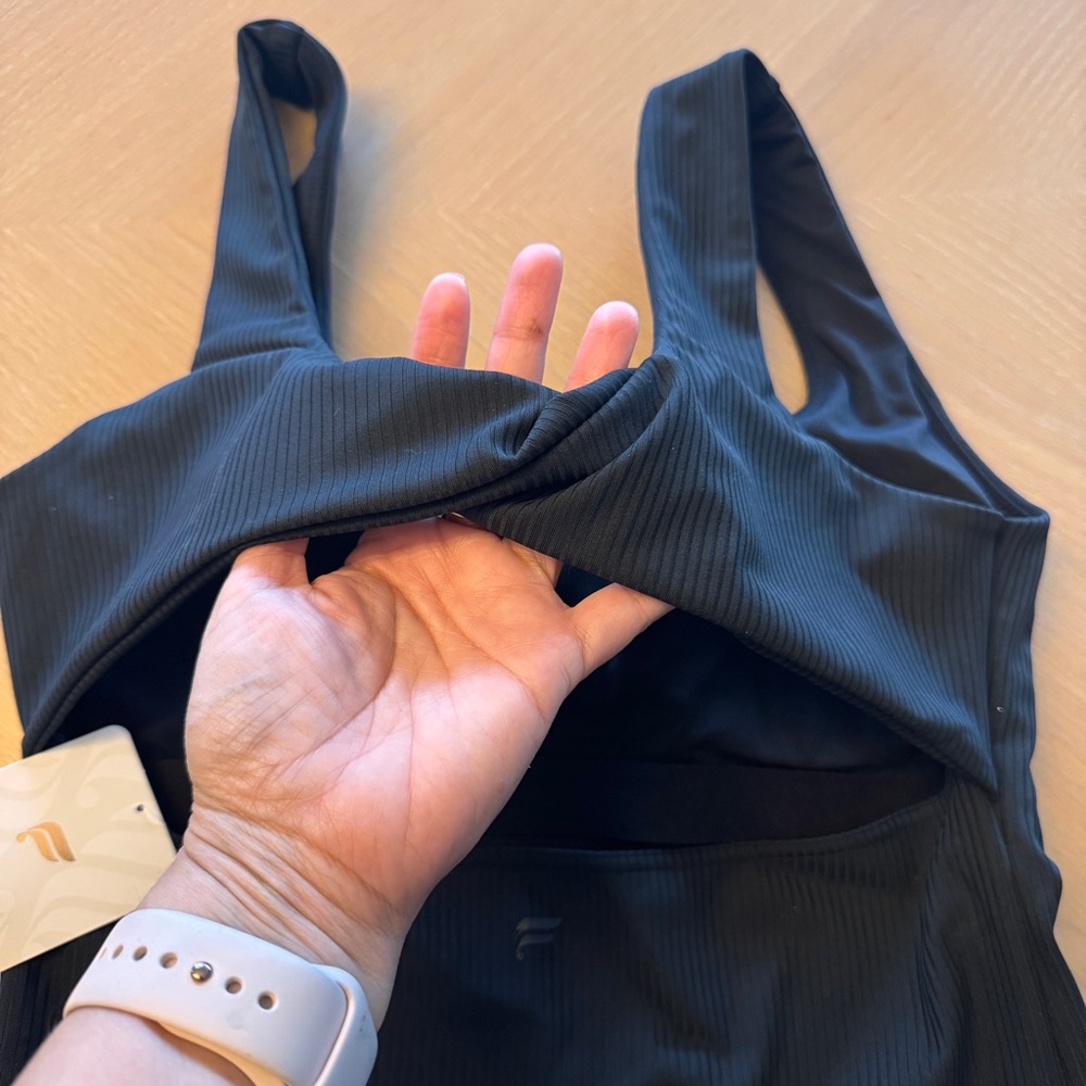 Fabletics Black Ribbed Square-Neck Tank - Picture 3 of 4
